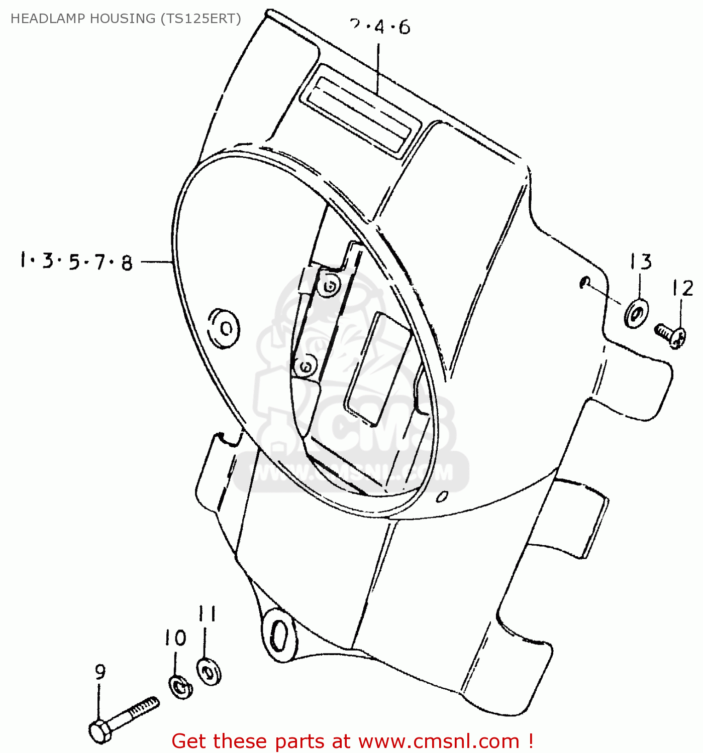 HEADLAMP HOUSING (TS125ERT) TS125ER 1980 (T) (1 2 E4 E9 E15 E17 E18 E21 E22 E24 E25 E26 E30)