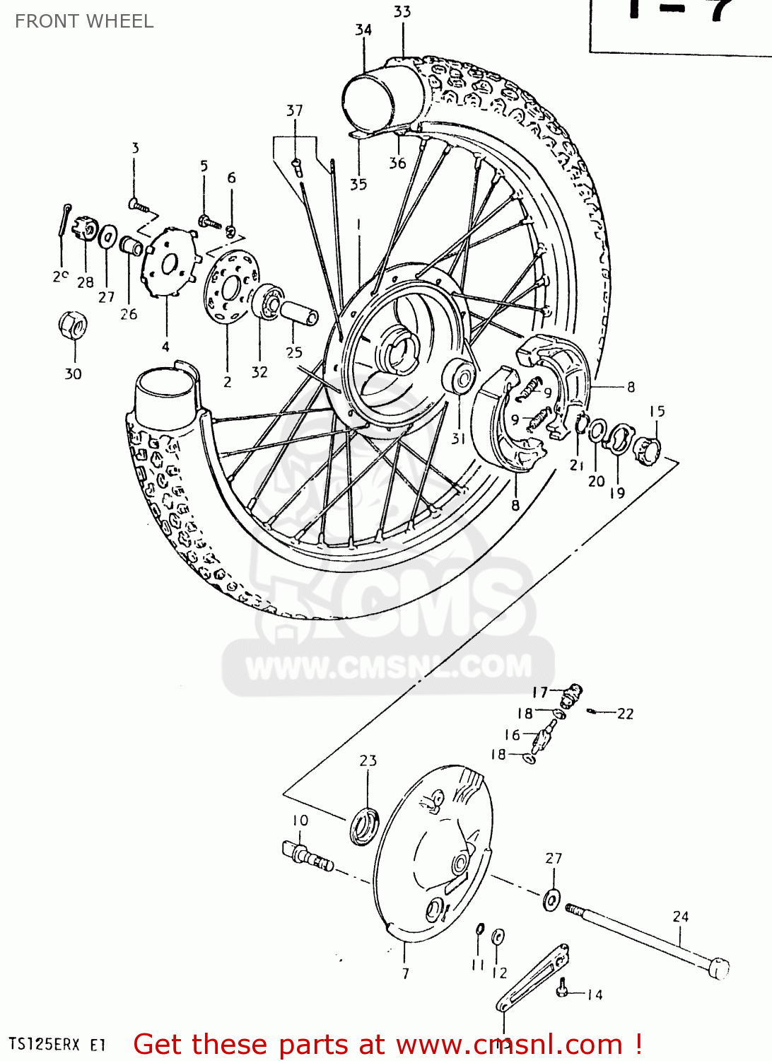 FRONT WHEEL TS125ER 1980 (T) (1 2 E4 E9 E15 E17 E18 E21 E22 E24 E25 E26 E30)
