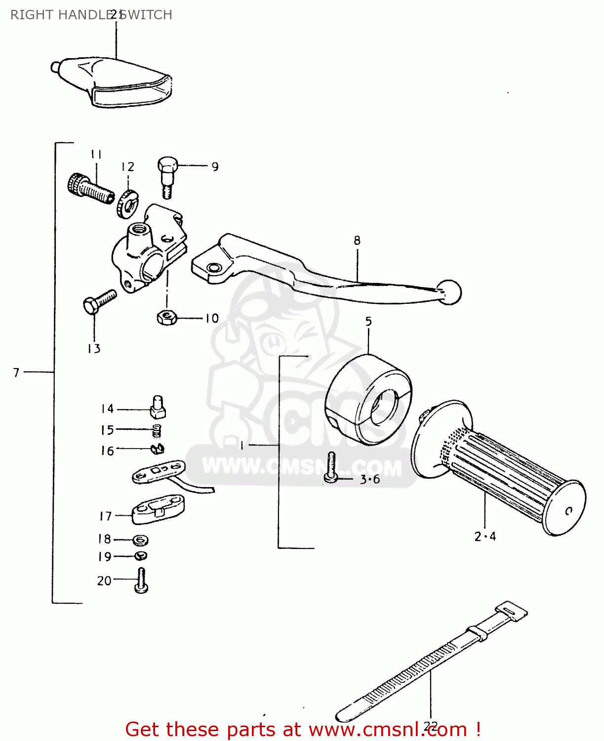 RIGHT HANDLE SWITCH TS125ER 1980 (T) (1 2 E4 E9 E15 E17 E18 E21 E22 E24 E25 E26 E30)