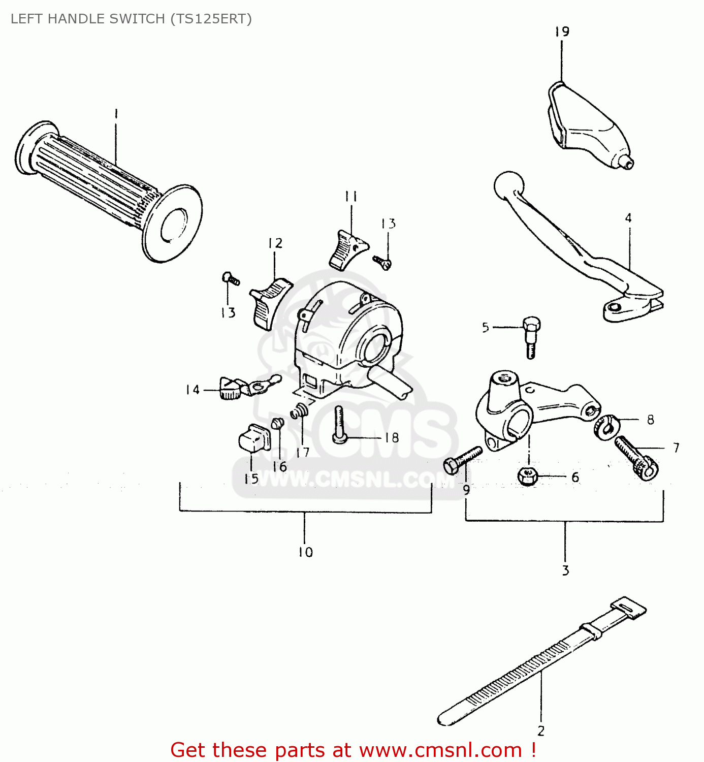 LEFT HANDLE SWITCH (TS125ERT) TS125ER 1980 (T) (1 2 E4 E9 E15 E17 E18 E21 E22 E24 E25 E26 E30)