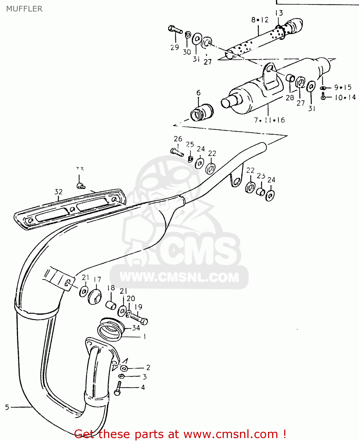 MUFFLER TS125ER 1980 (T) (1 2 E4 E9 E15 E17 E18 E21 E22 E24 E25 E26 E30)