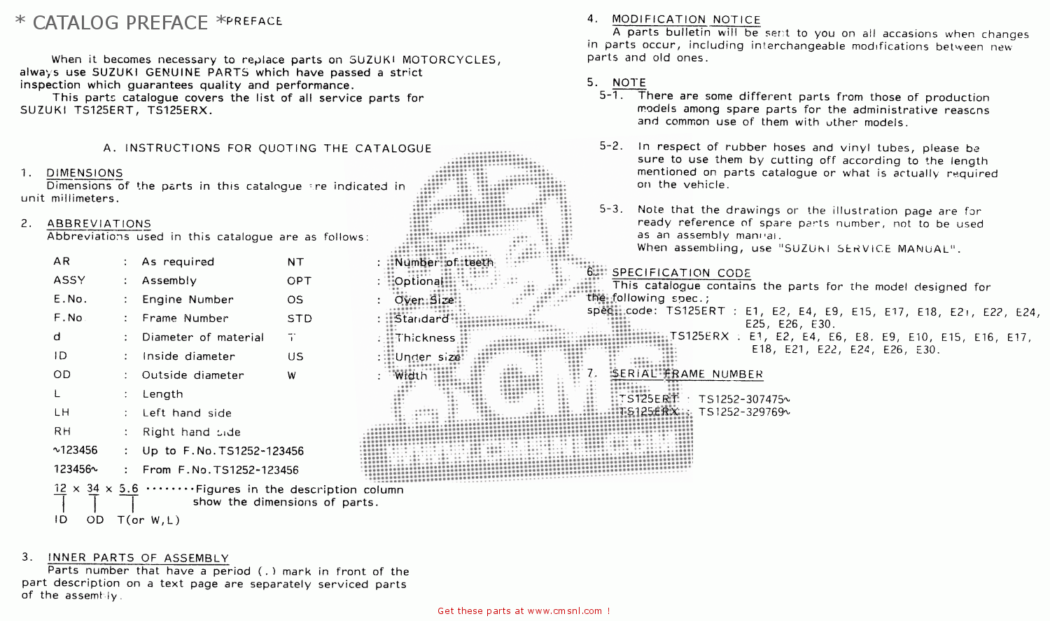 * CATALOG PREFACE * TS125ER 1980 (T) (1 2 E4 E9 E15 E17 E18 E21 E22 E24 E25 E26 E30)