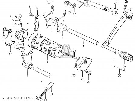 GEAR SHIFTING - TS125ER 1980 (T) (1 2 E4 E9 E15 E17 E18 E21 E22 E24 E25 E26 E30)