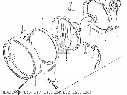 HEADLAMP (E15, E17, E18, E21, E22, E25, E26) - TS125ER 1980 (T) (1 2 E4 E9 E15 E17 E18 E21 E22 E24 E25 E26 E30)