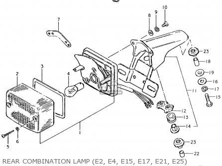 REAR COMBINATION LAMP (E2, E4, E15, E17, E21, E25) - TS125ER 1980 (T) (1 2 E4 E9 E15 E17 E18 E21 E22 E24 E25 E26 E30)