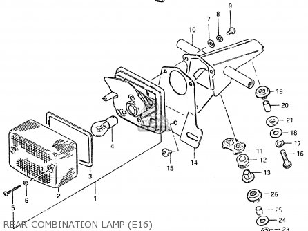 REAR COMBINATION LAMP (E16) - TS125ER 1980 (T) (1 2 E4 E9 E15 E17 E18 E21 E22 E24 E25 E26 E30)