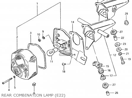 REAR COMBINATION LAMP (E22) - TS125ER 1980 (T) (1 2 E4 E9 E15 E17 E18 E21 E22 E24 E25 E26 E30)