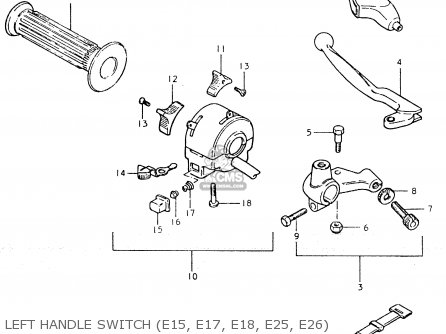 LEFT HANDLE SWITCH (E15, E17, E18, E25, E26) - TS125ER 1980 (T) (1 2 E4 E9 E15 E17 E18 E21 E22 E24 E25 E26 E30)