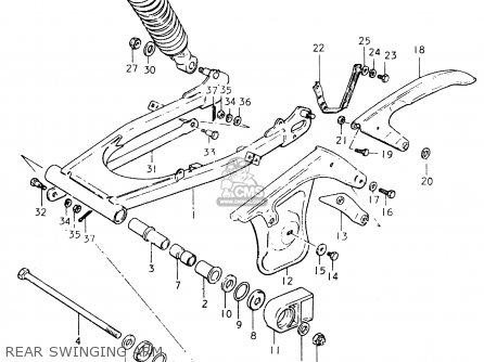 REAR SWINGING ARM - TS125ER 1980 (T) (1 2 E4 E9 E15 E17 E18 E21 E22 E24 E25 E26 E30)