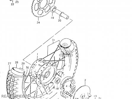 REAR WHEEL - TS125ER 1980 (T) (1 2 E4 E9 E15 E17 E18 E21 E22 E24 E25 E26 E30)