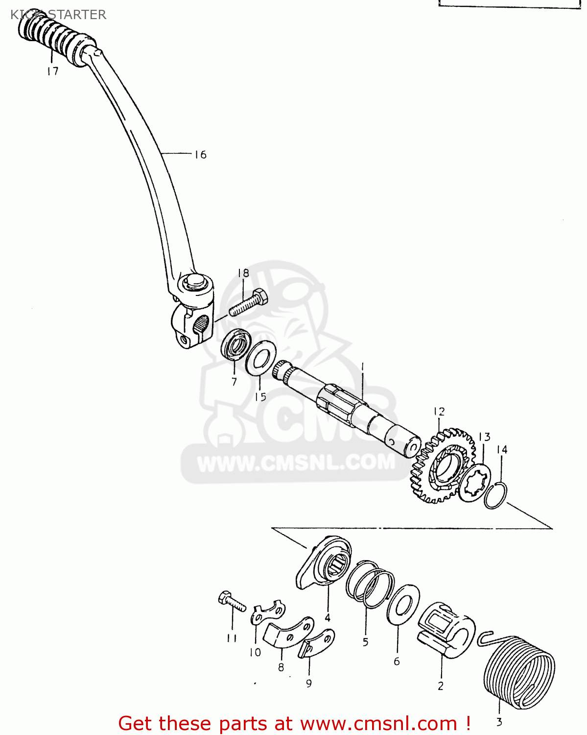 KICK STARTER TS125ER 1981 (X) (1 2 4 6 8 9 10 15 16 17 18 E21 E22 E24 E26 E30