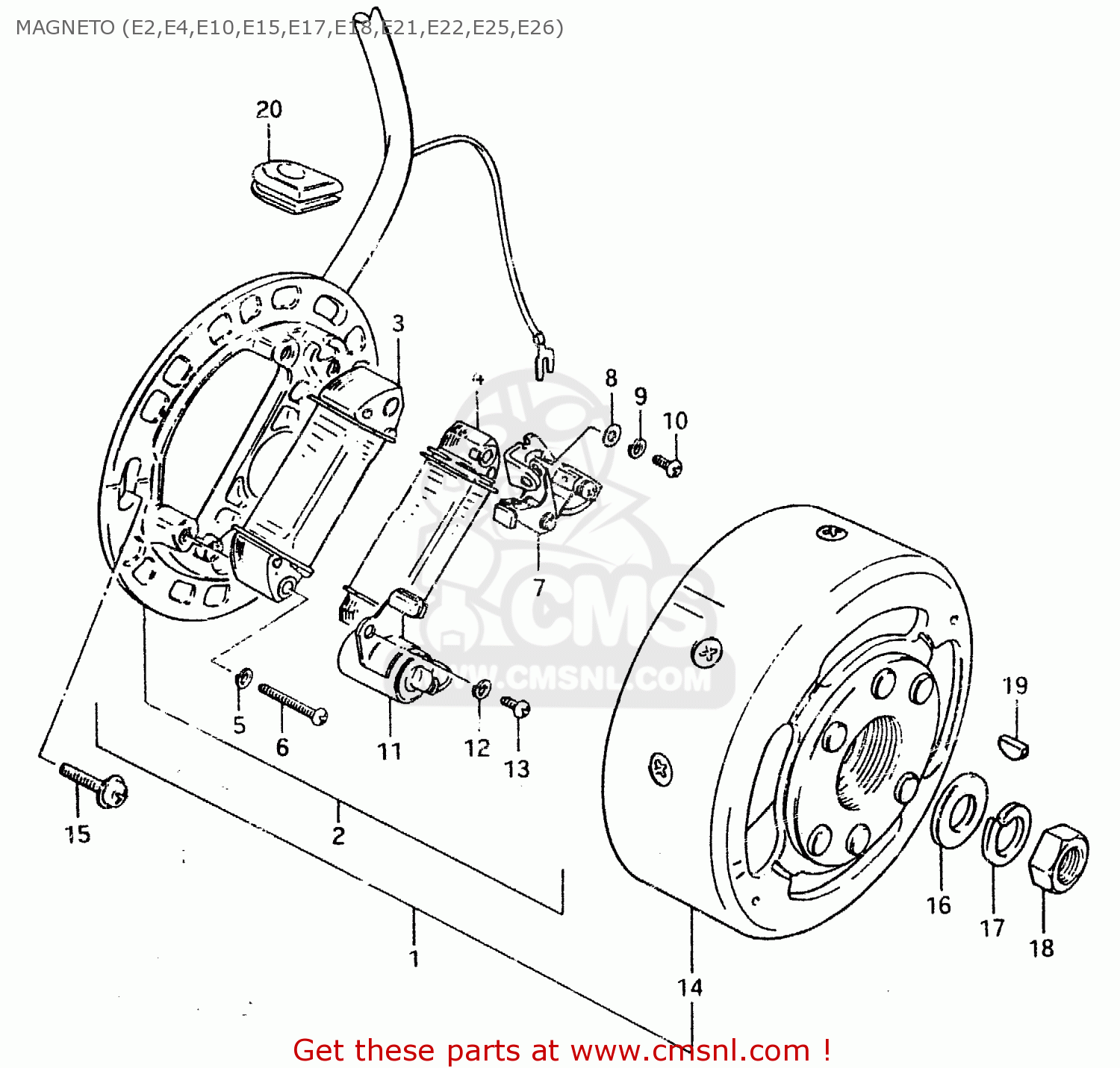MAGNETO (E2,E4,E10,E15,E17,E18,E21,E22,E25,E26) TS125ER 1981 (X) (1 2 4 6 8 9 10 15 16 17 18 E21 E22 E24 E26 E30