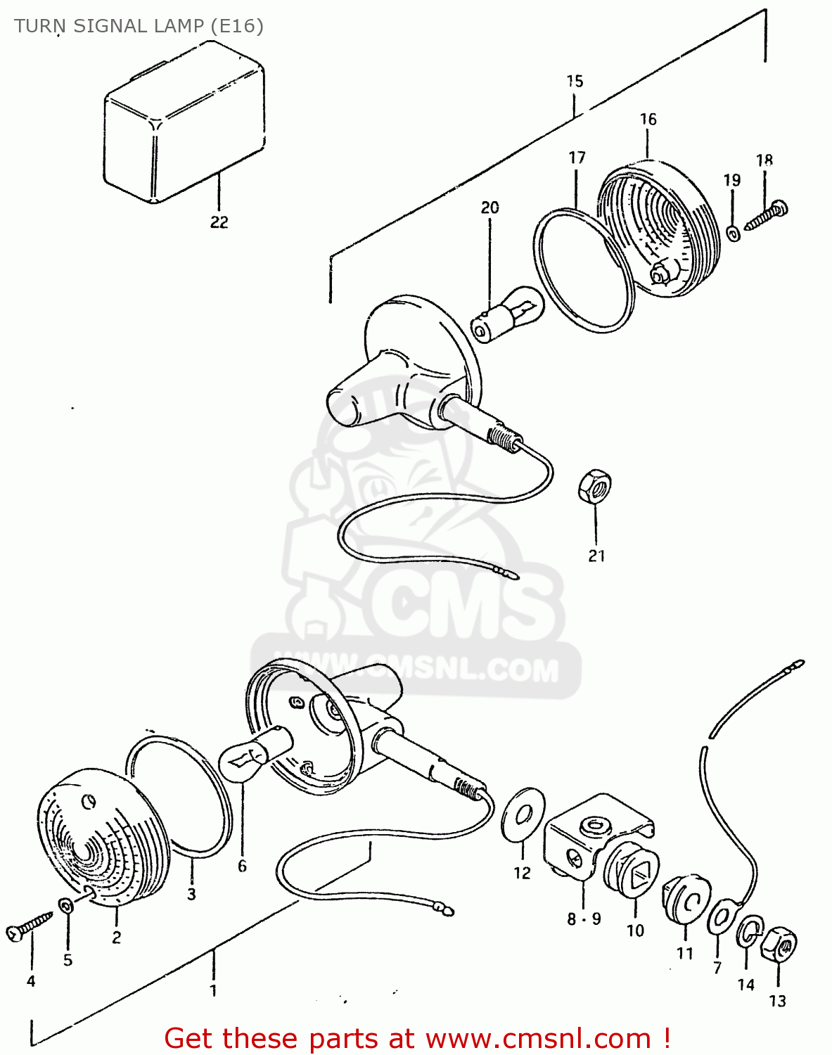 TURN SIGNAL LAMP (E16) TS125ER 1981 (X) (1 2 4 6 8 9 10 15 16 17 18 E21 E22 E24 E26 E30