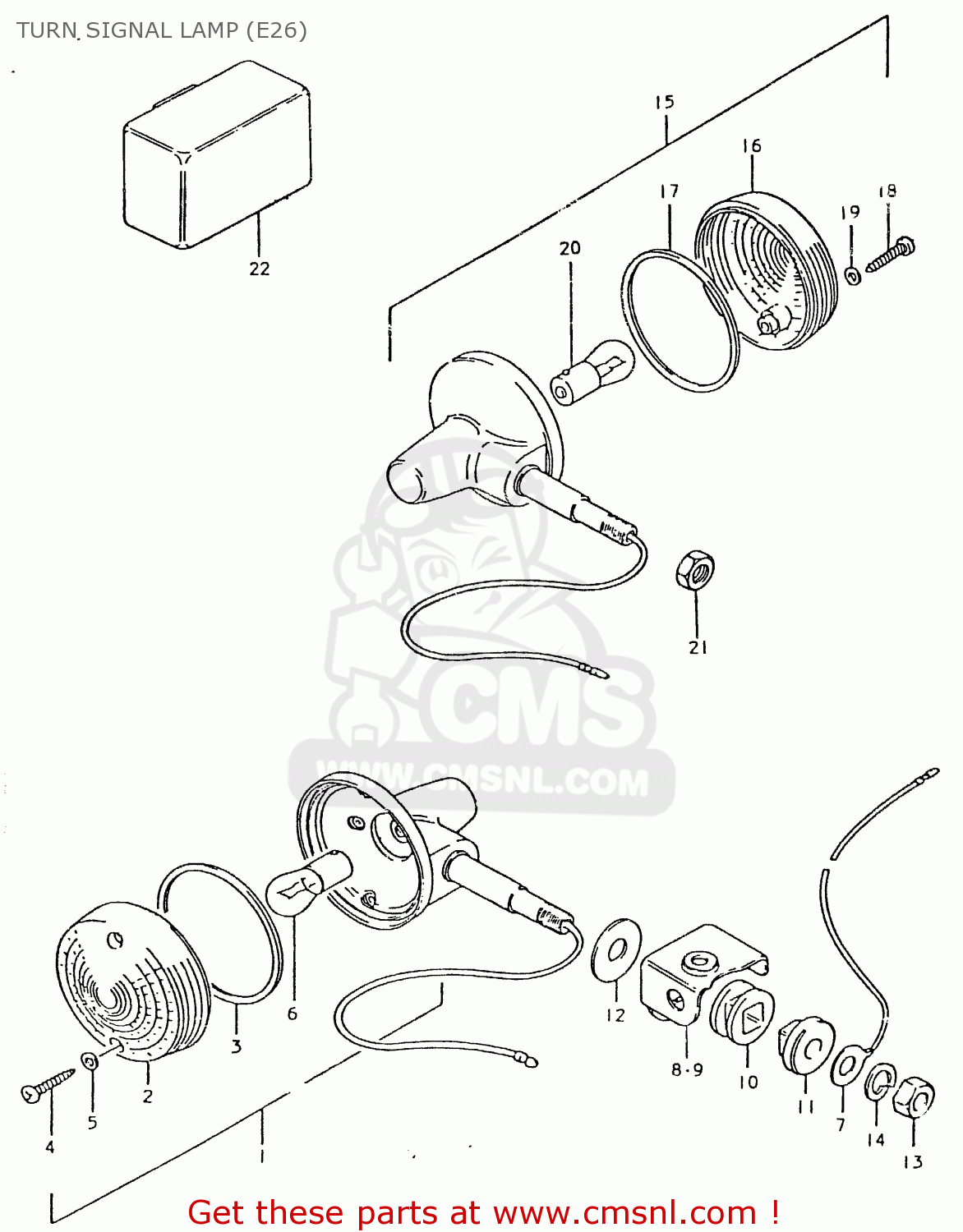 TURN SIGNAL LAMP (E26) TS125ER 1981 (X) (1 2 4 6 8 9 10 15 16 17 18 E21 E22 E24 E26 E30