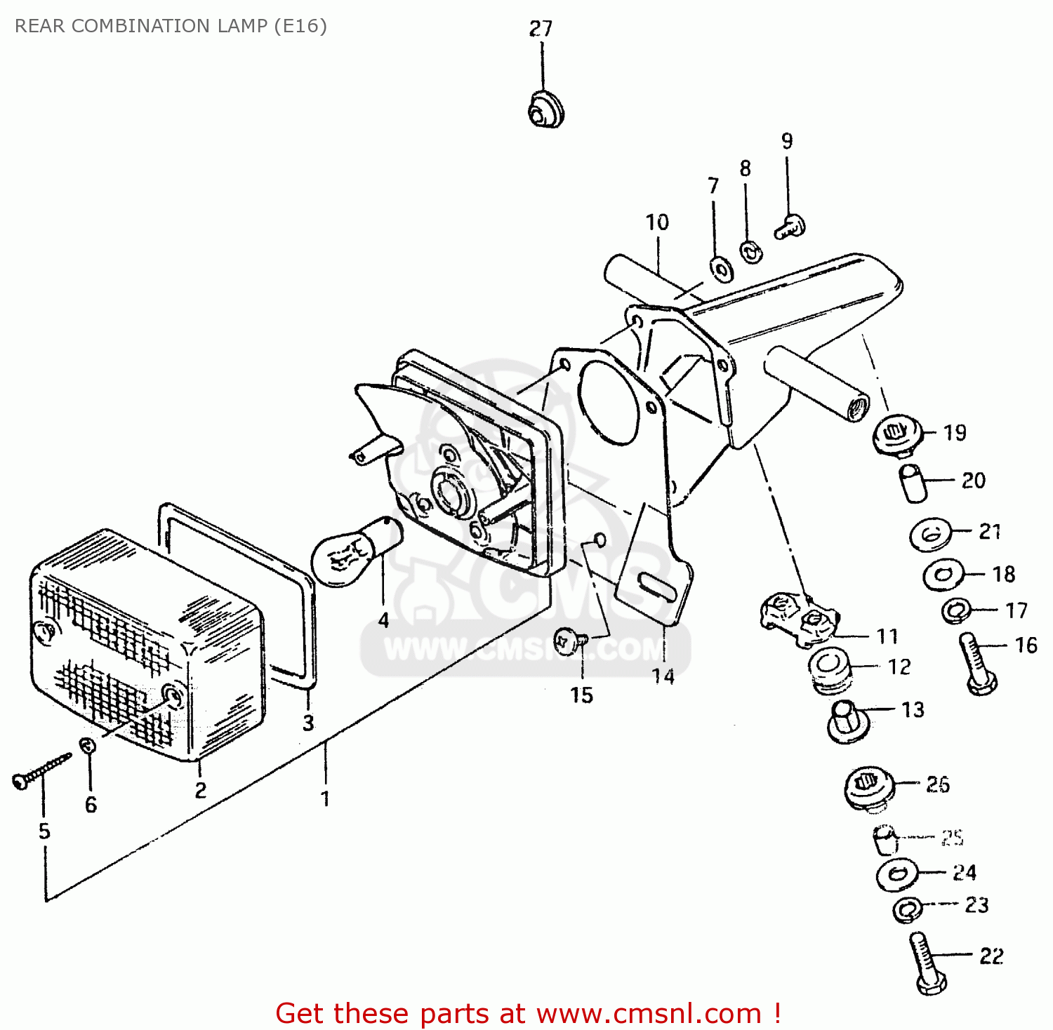REAR COMBINATION LAMP (E16) TS125ER 1981 (X) (1 2 4 6 8 9 10 15 16 17 18 E21 E22 E24 E26 E30
