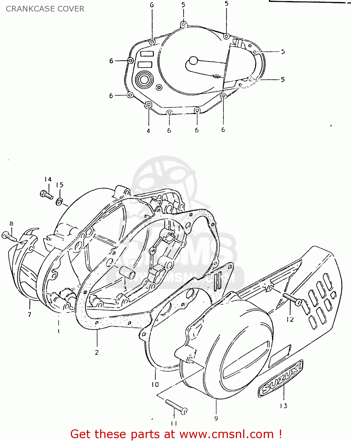 CRANKCASE COVER TS125ER 1981 (X) (1 2 4 6 8 9 10 15 16 17 18 E21 E22 E24 E26 E30