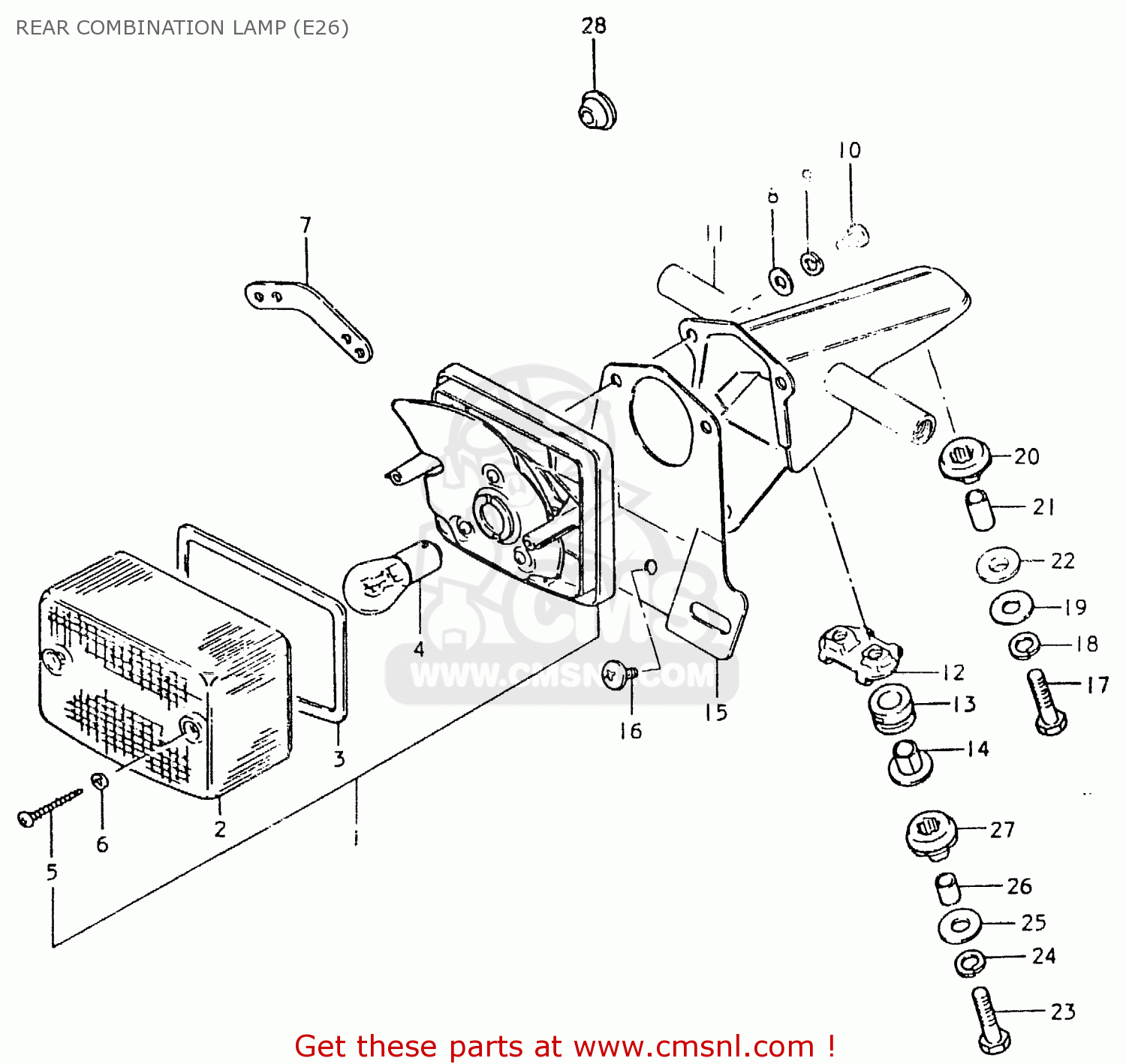 REAR COMBINATION LAMP (E26) TS125ER 1981 (X) (1 2 4 6 8 9 10 15 16 17 18 E21 E22 E24 E26 E30