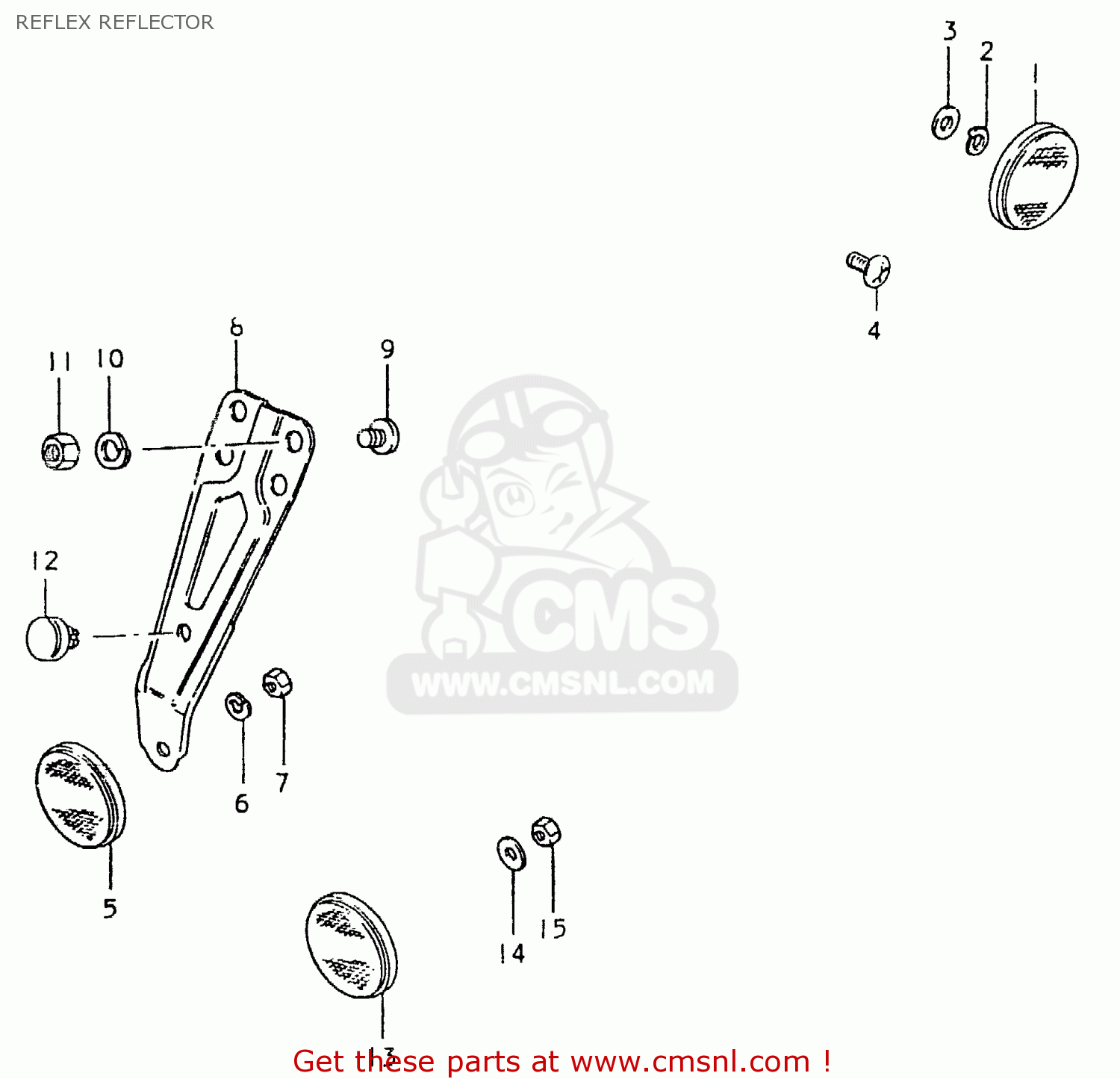 REFLEX REFLECTOR TS125ER 1981 (X) (1 2 4 6 8 9 10 15 16 17 18 E21 E22 E24 E26 E30