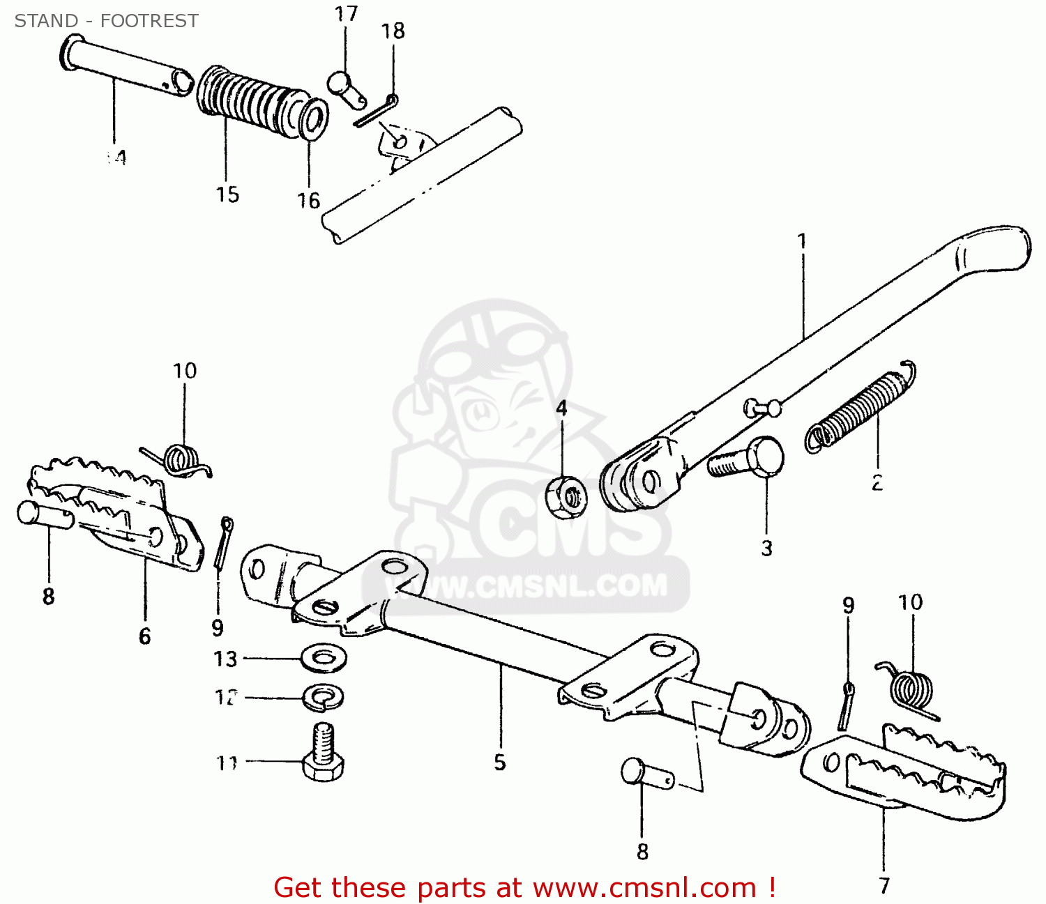 STAND - FOOTREST TS125ER 1981 (X) (1 2 4 6 8 9 10 15 16 17 18 E21 E22 E24 E26 E30