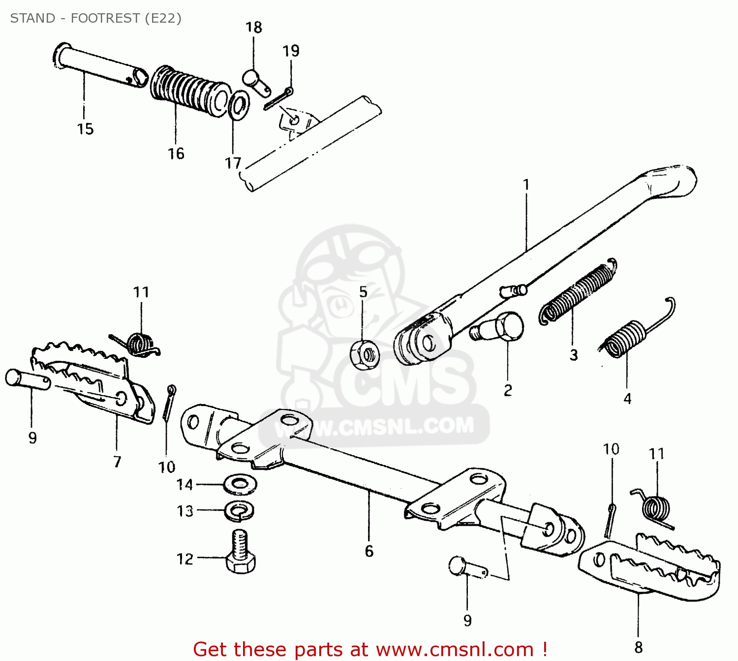 STAND - FOOTREST (E22) TS125ER 1981 (X) (1 2 4 6 8 9 10 15 16 17 18 E21 E22 E24 E26 E30