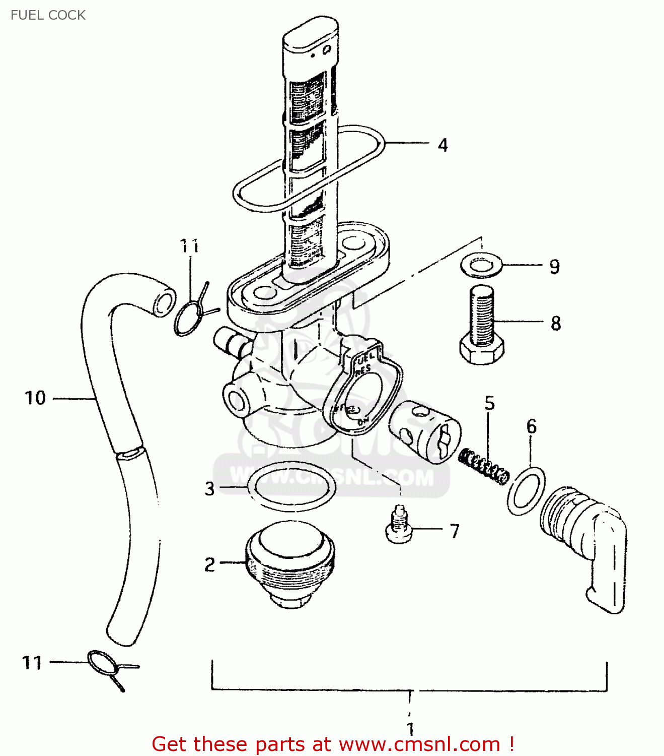 FUEL COCK TS125ER 1981 (X) (1 2 4 6 8 9 10 15 16 17 18 E21 E22 E24 E26 E30