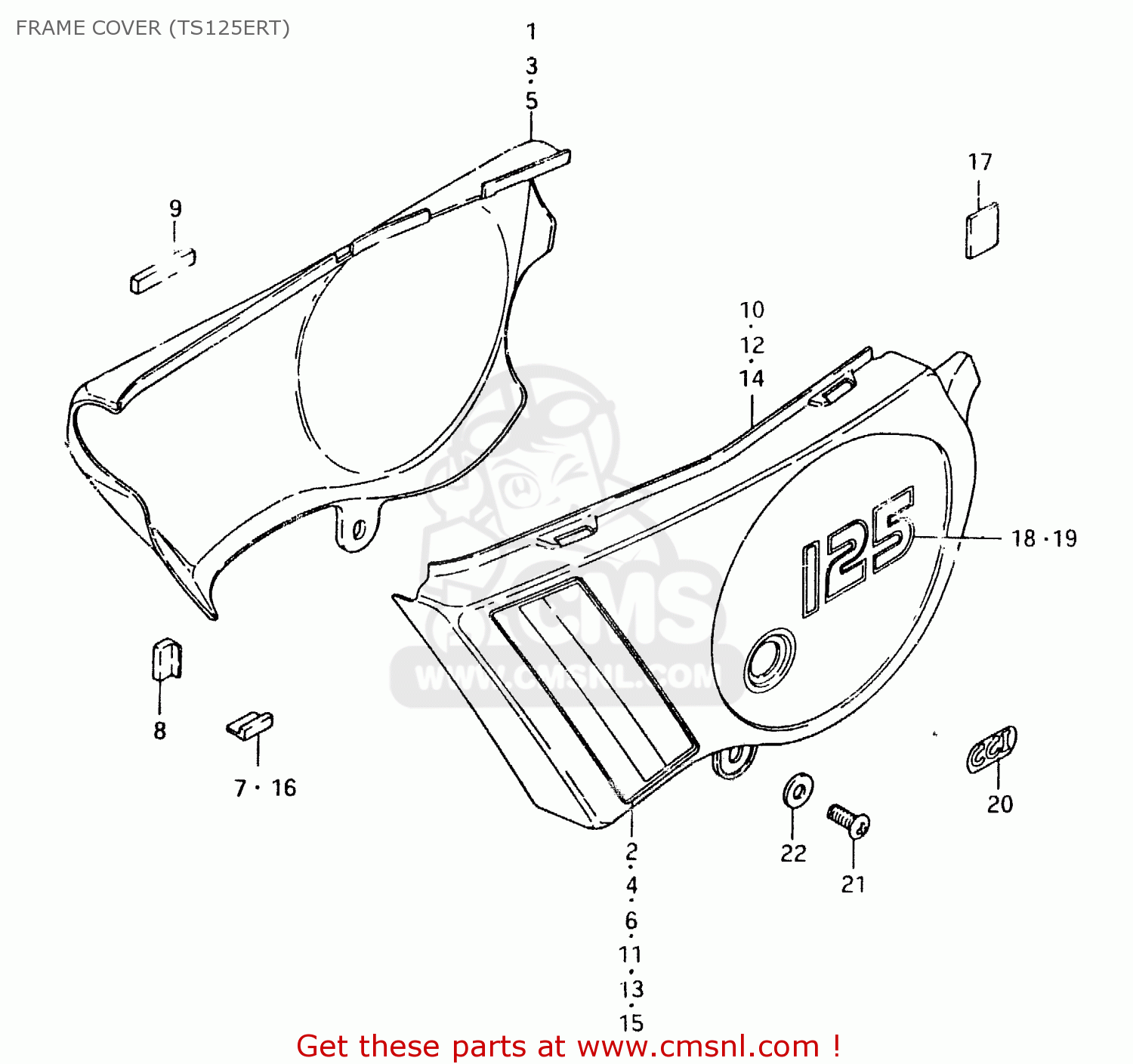 FRAME COVER (TS125ERT) TS125ER 1981 (X) (1 2 4 6 8 9 10 15 16 17 18 E21 E22 E24 E26 E30