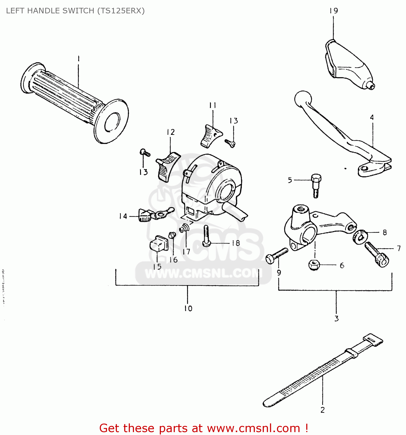 LEFT HANDLE SWITCH (TS125ERX) TS125ER 1981 (X) (1 2 4 6 8 9 10 15 16 17 18 E21 E22 E24 E26 E30