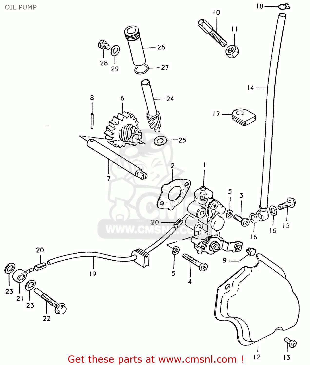OIL PUMP TS125ER 1981 (X) (1 2 4 6 8 9 10 15 16 17 18 E21 E22 E24 E26 E30