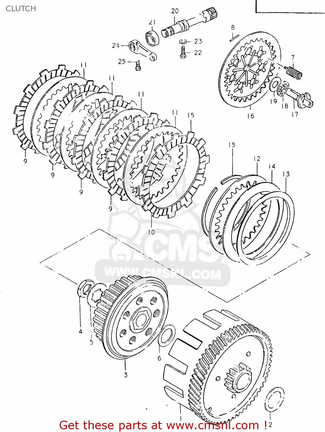 CLUTCH TS125ER 1981 (X) (1 2 4 6 8 9 10 15 16 17 18 E21 E22 E24 E26 E30