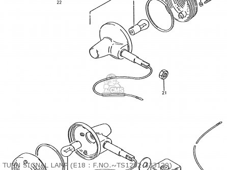 TURN SIGNAL LAMP (E18 : F.NO.~TS1252-333129) - TS125ER 1981 (X) (1 2 4 6 8 9 10 15 16 17 18 E21 E22 E24 E26 E30