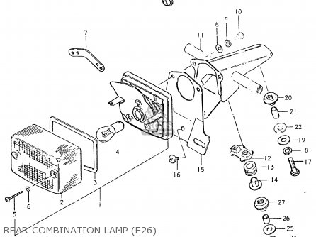 REAR COMBINATION LAMP (E26) - TS125ER 1981 (X) (1 2 4 6 8 9 10 15 16 17 18 E21 E22 E24 E26 E30