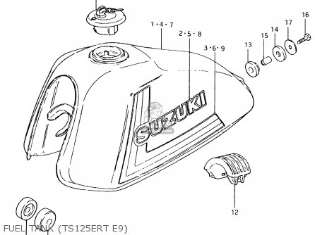 FUEL TANK (TS125ERT E9) - TS125ER 1981 (X) (1 2 4 6 8 9 10 15 16 17 18 E21 E22 E24 E26 E30