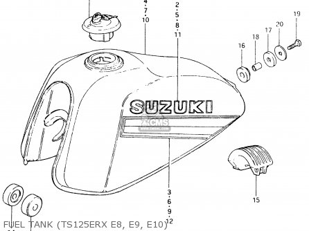 FUEL TANK (TS125ERX E8, E9, E10) - TS125ER 1981 (X) (1 2 4 6 8 9 10 15 16 17 18 E21 E22 E24 E26 E30