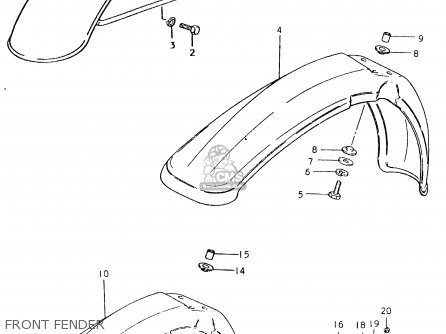 FRONT FENDER - TS125ER 1981 (X) (1 2 4 6 8 9 10 15 16 17 18 E21 E22 E24 E26 E30