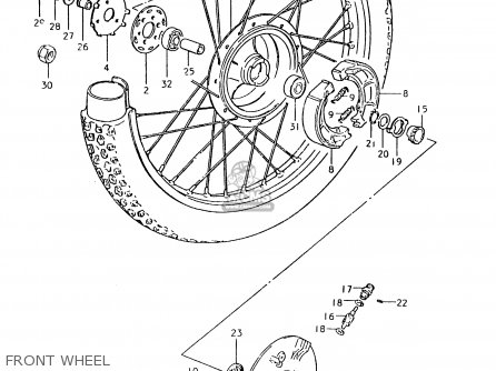 FRONT WHEEL - TS125ER 1981 (X) (1 2 4 6 8 9 10 15 16 17 18 E21 E22 E24 E26 E30