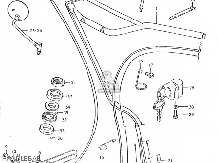 HANDLEBAR - TS125ER 1981 (X) (1 2 4 6 8 9 10 15 16 17 18 E21 E22 E24 E26 E30