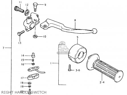 RIGHT HANDLE SWITCH - TS125ER 1981 (X) (1 2 4 6 8 9 10 15 16 17 18 E21 E22 E24 E26 E30