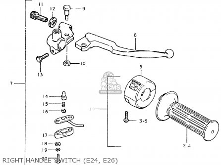 RIGHT HANDLE SWITCH (E24, E26) - TS125ER 1981 (X) (1 2 4 6 8 9 10 15 16 17 18 E21 E22 E24 E26 E30