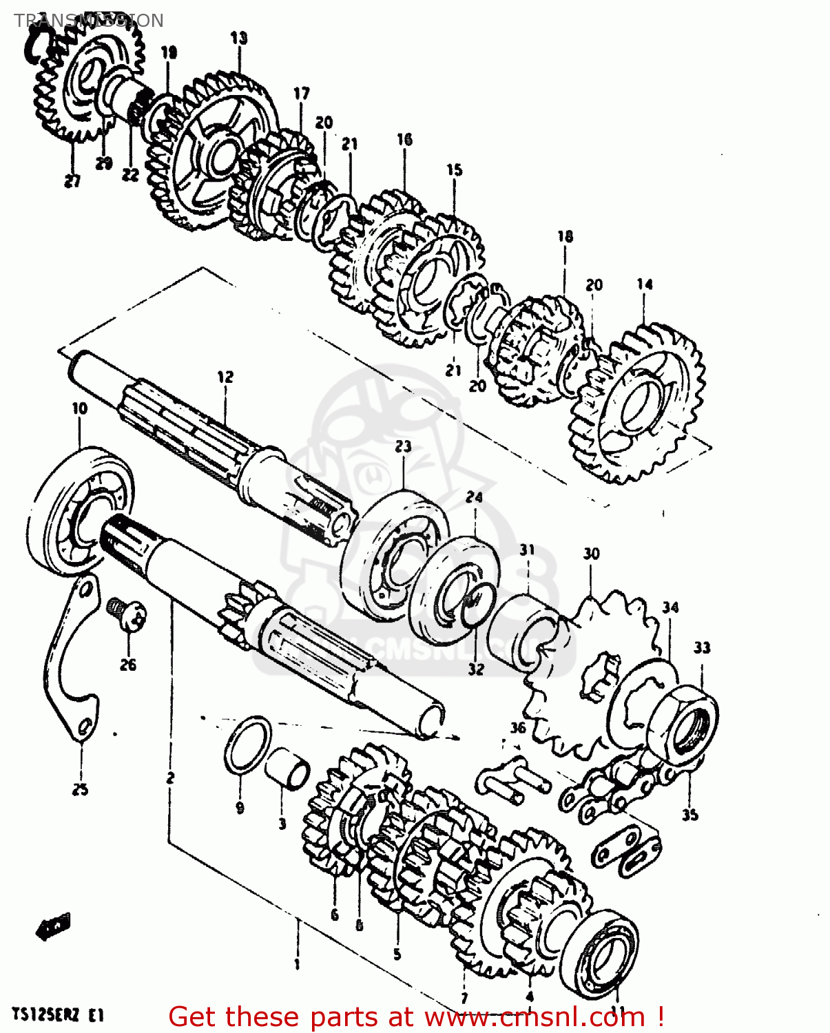 TRANSMISSION TS125ER 1982 (Z) (1 2 6 E08 E09 E15 E17 E18 E21 E24 E30 E31 E95)