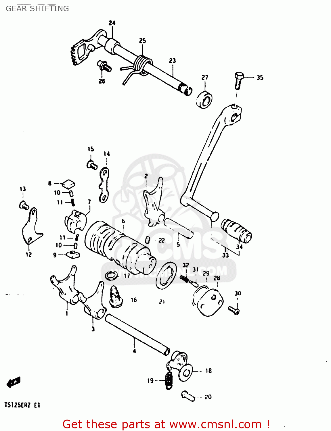 GEAR SHIFTING TS125ER 1982 (Z) (1 2 6 E08 E09 E15 E17 E18 E21 E24 E30 E31 E95)