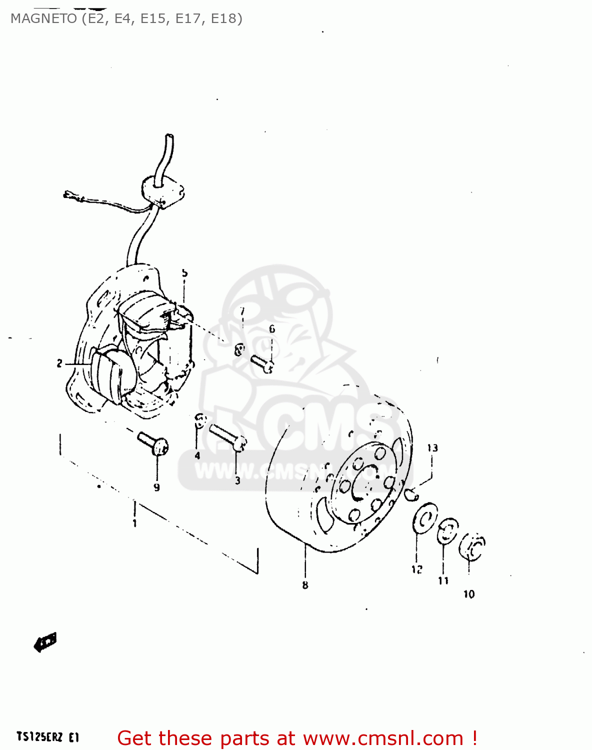 MAGNETO (E2, E4, E15, E17, E18) TS125ER 1982 (Z) (1 2 6 E08 E09 E15 E17 E18 E21 E24 E30 E31 E95)