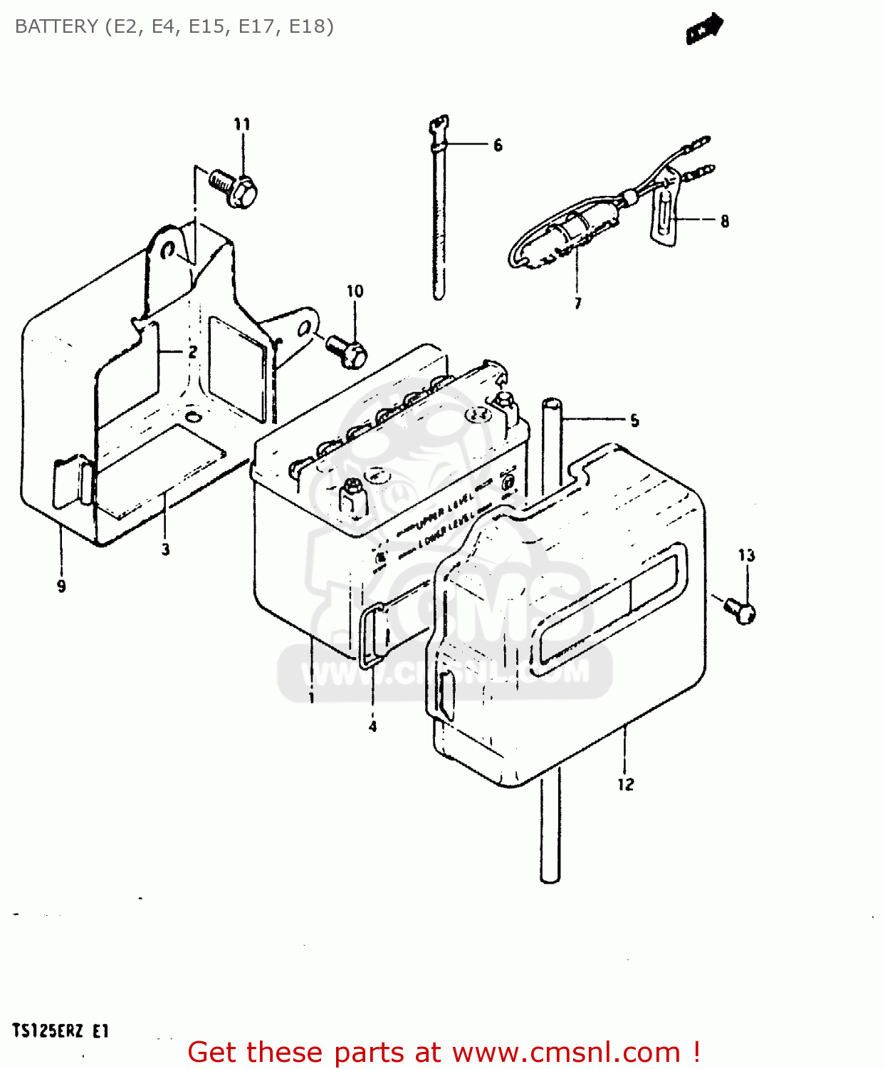 BATTERY (E2, E4, E15, E17, E18) TS125ER 1982 (Z) (1 2 6 E08 E09 E15 E17 E18 E21 E24 E30 E31 E95)