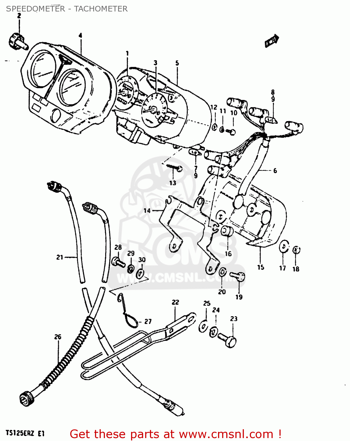 SPEEDOMETER - TACHOMETER TS125ER 1982 (Z) (1 2 6 E08 E09 E15 E17 E18 E21 E24 E30 E31 E95)