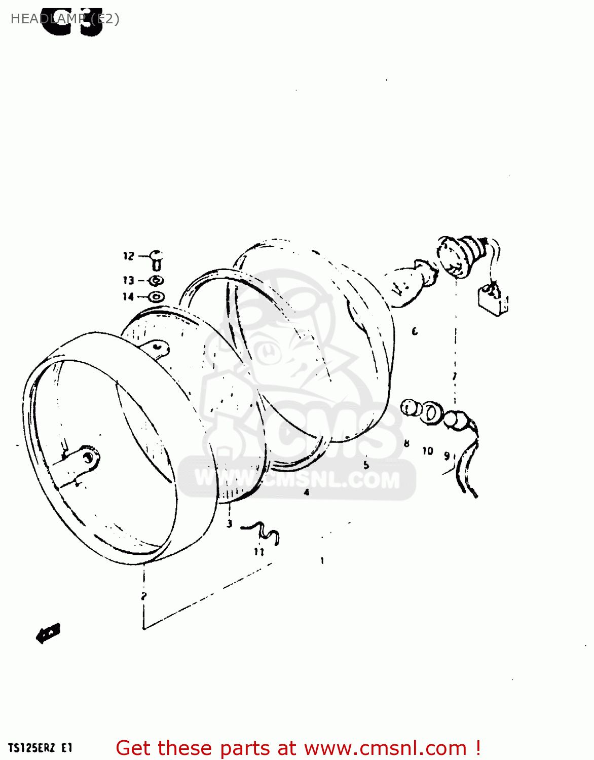 HEADLAMP (E2) TS125ER 1982 (Z) (1 2 6 E08 E09 E15 E17 E18 E21 E24 E30 E31 E95)