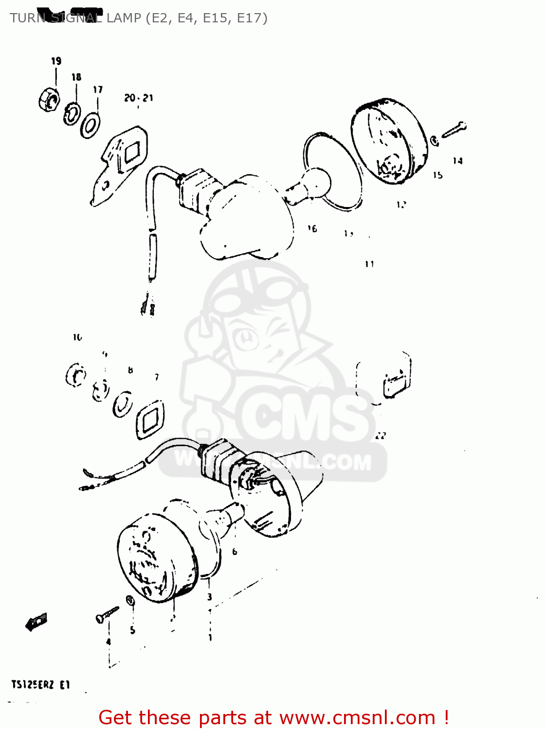 TURN SIGNAL LAMP (E2, E4, E15, E17) TS125ER 1982 (Z) (1 2 6 E08 E09 E15 E17 E18 E21 E24 E30 E31 E95)