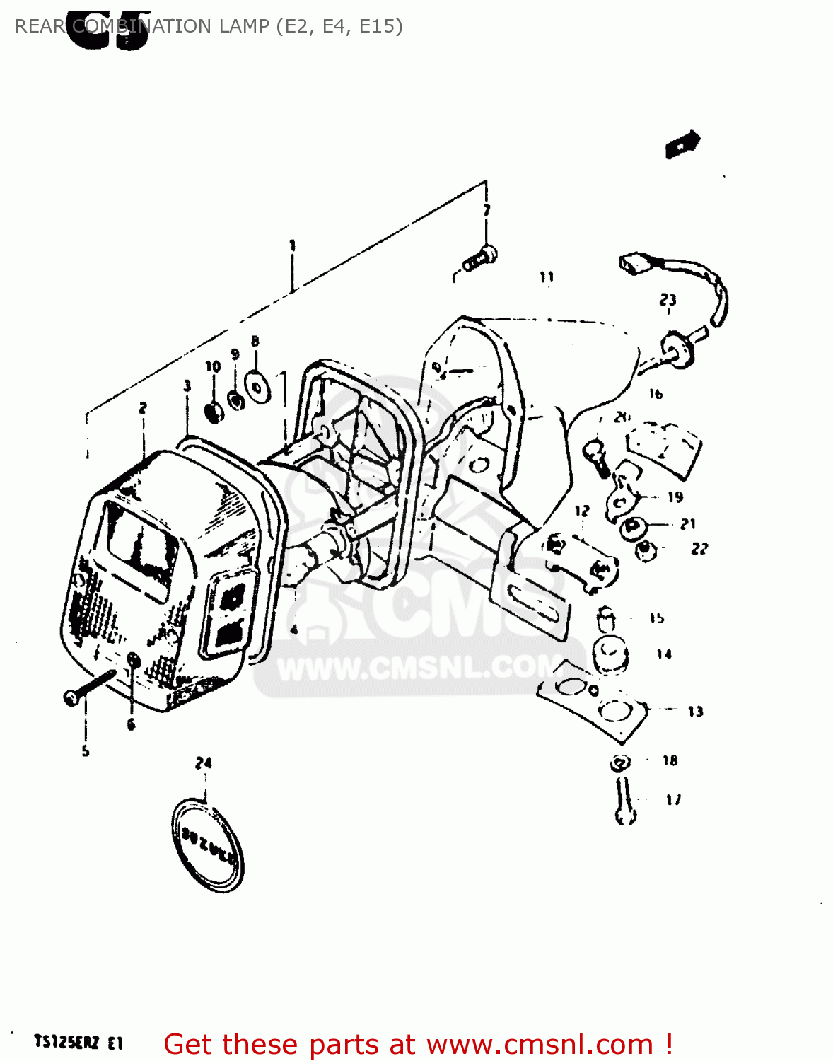 REAR COMBINATION LAMP (E2, E4, E15) TS125ER 1982 (Z) (1 2 6 E08 E09 E15 E17 E18 E21 E24 E30 E31 E95)