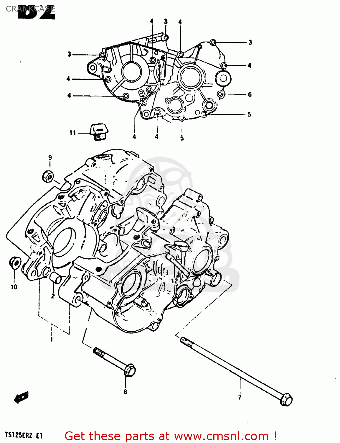 CRANKCASE TS125ER 1982 (Z) (1 2 6 E08 E09 E15 E17 E18 E21 E24 E30 E31 E95)