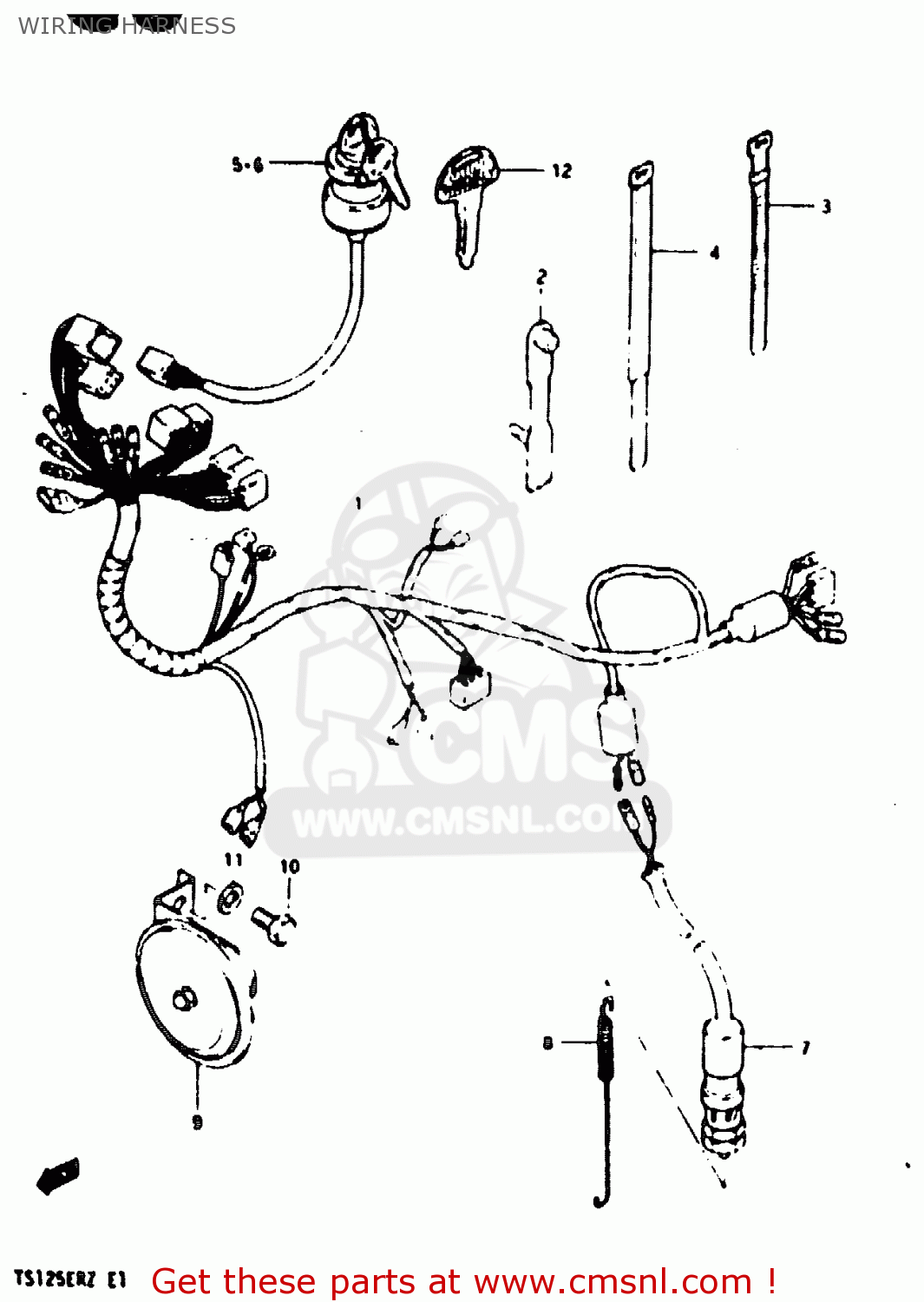 WIRING HARNESS TS125ER 1982 (Z) (1 2 6 E08 E09 E15 E17 E18 E21 E24 E30 E31 E95)
