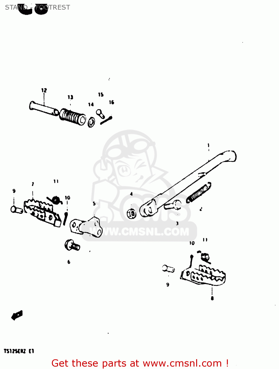STAND - FOOTREST TS125ER 1982 (Z) (1 2 6 E08 E09 E15 E17 E18 E21 E24 E30 E31 E95)