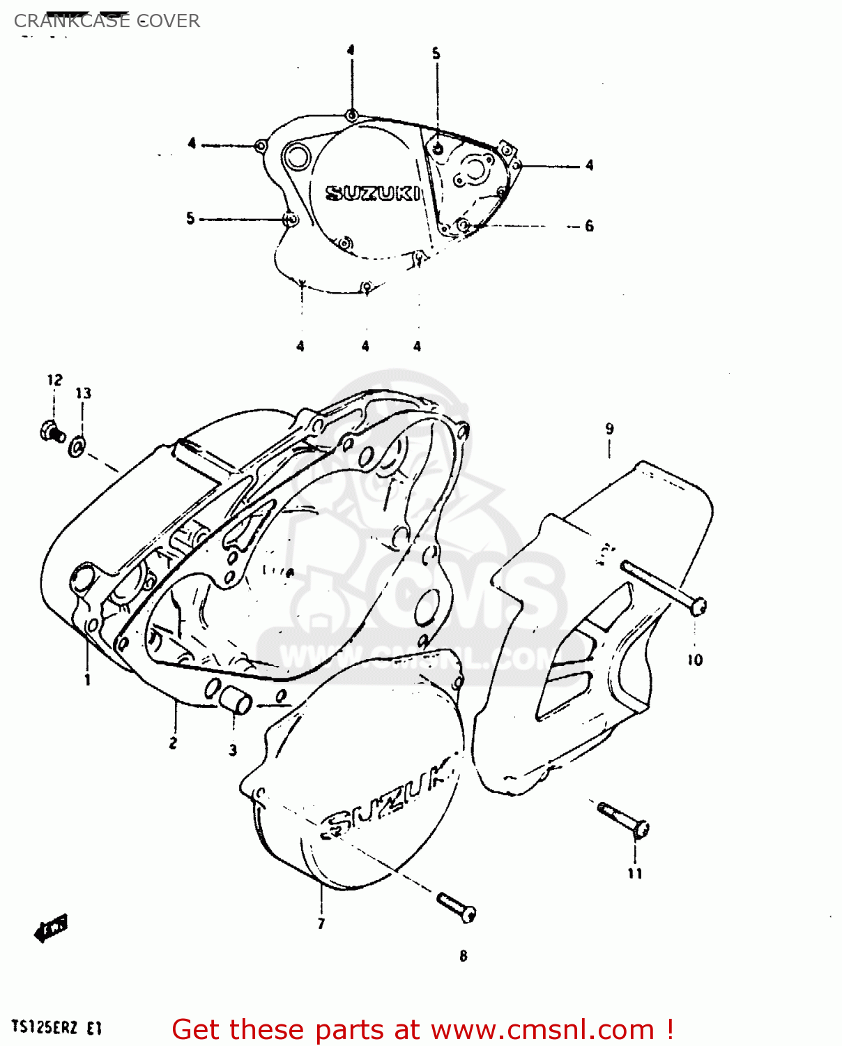 CRANKCASE COVER TS125ER 1982 (Z) (1 2 6 E08 E09 E15 E17 E18 E21 E24 E30 E31 E95)